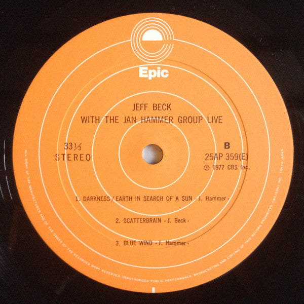 Jeff Beck With The Jan Hammer Group - Live (Vinyl)