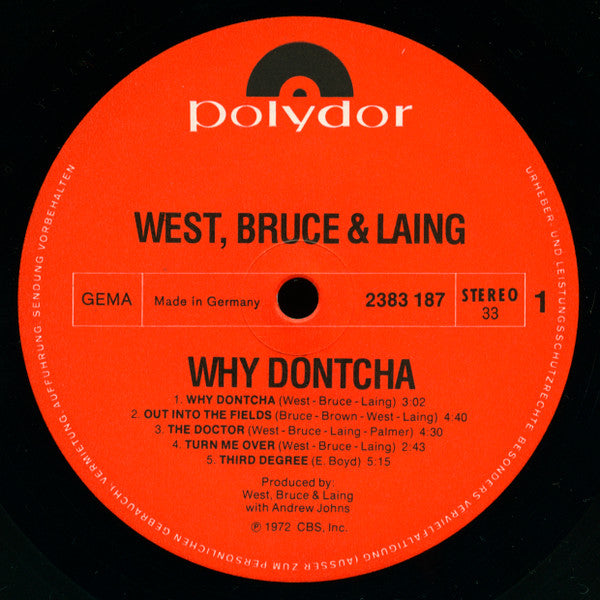 West, Bruce & Laing - Why Dontcha (Vinyl)