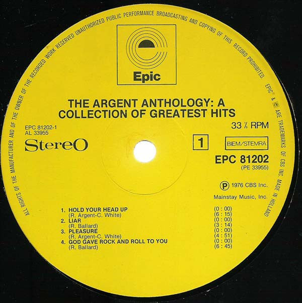 Argent - The Argent Anthology - A Collection Of Greatest Hits (Vinyl)