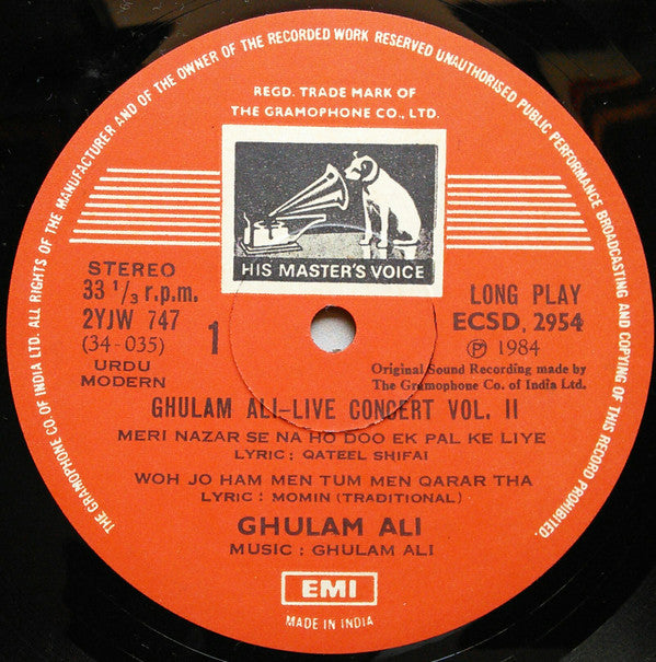 Ghulam Ali - Ghulam Ali - Live Concert Vol. II (Vinyl)