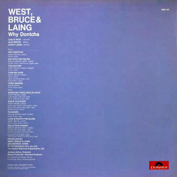 West, Bruce & Laing - Why Dontcha (Vinyl)