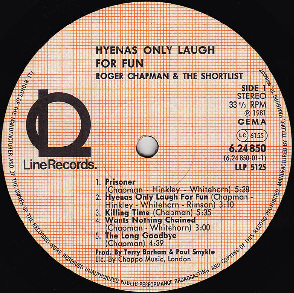 Roger Chapman & Shortlist, The - Hyenas Only Laugh For Fun (Vinyl)