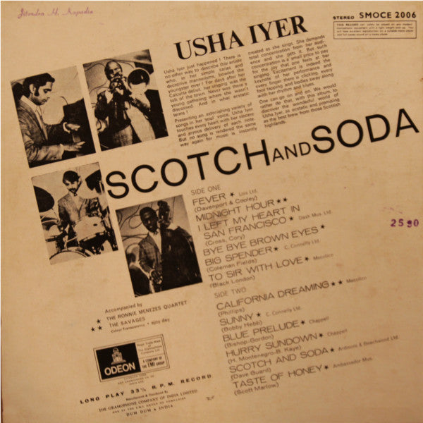 Usha Iyer - Scotch And Soda (Vinyl)