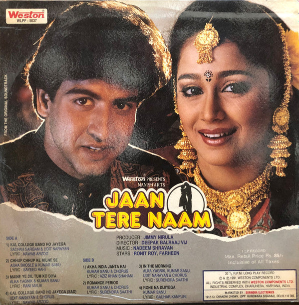 Nadeem Shravan - Jaan Tere Naam (Vinyl)